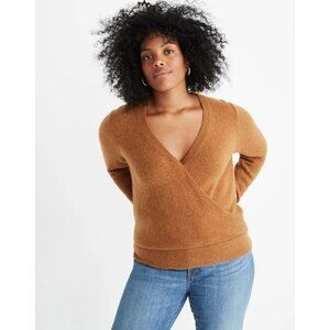 Madewell Wrap-Front Pullover Sweater in Coziest Yarn Merino Wool Blend Sz M